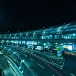 Flughafen Düsseldorf DUS Airport bei Nacht